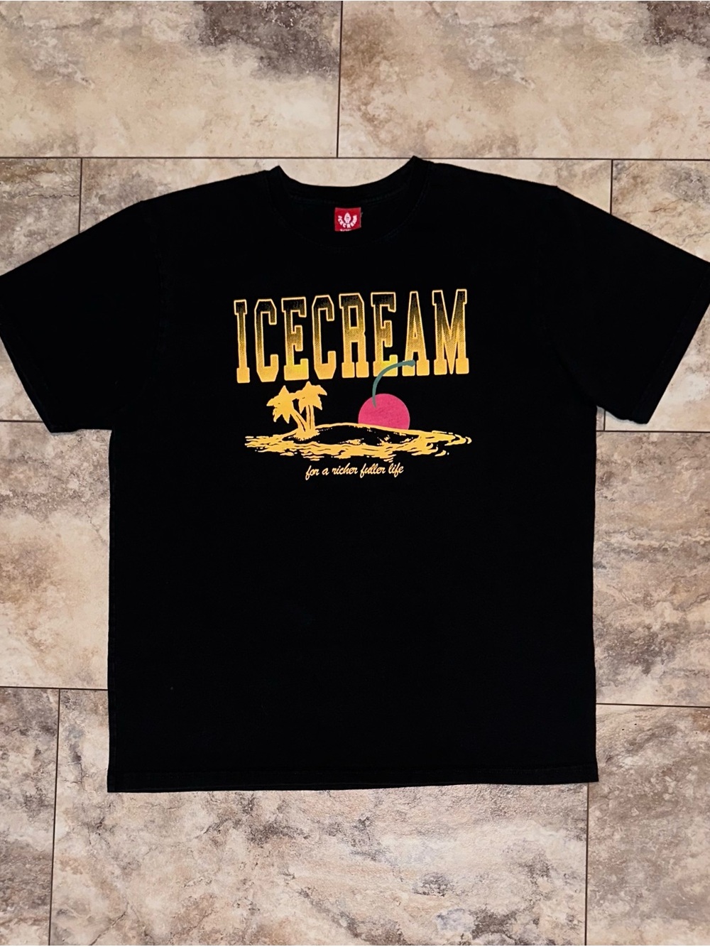 Icecream Life SS Tee Black Graphic T-Shirt Size Large